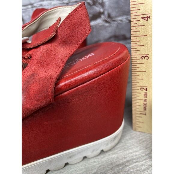 Bournazos Athens Red Suede Leather Ankle Strap Wedge Sandals Women Sz 39EU/8.5US - Picture 12 of 16